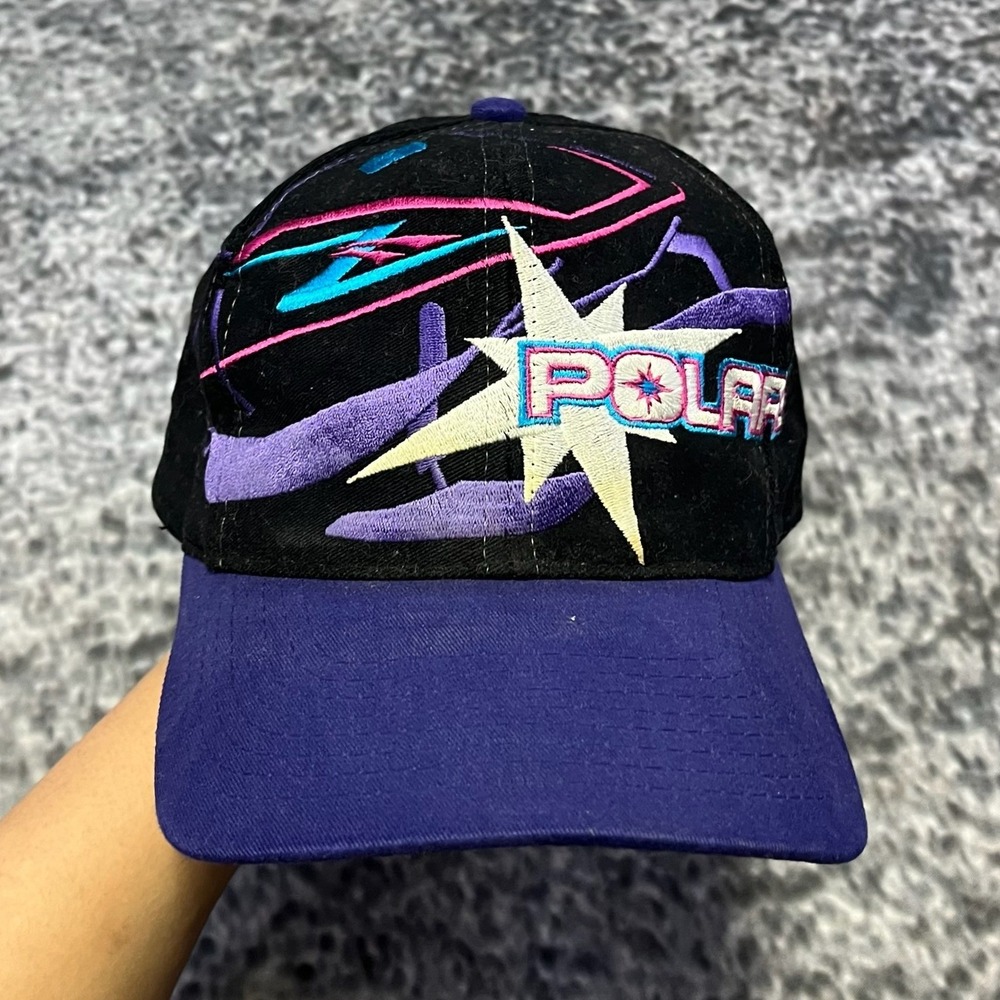 Vintage Team Polaris Racing Hat‎ Snap Back Black Purple Embroidered 90s